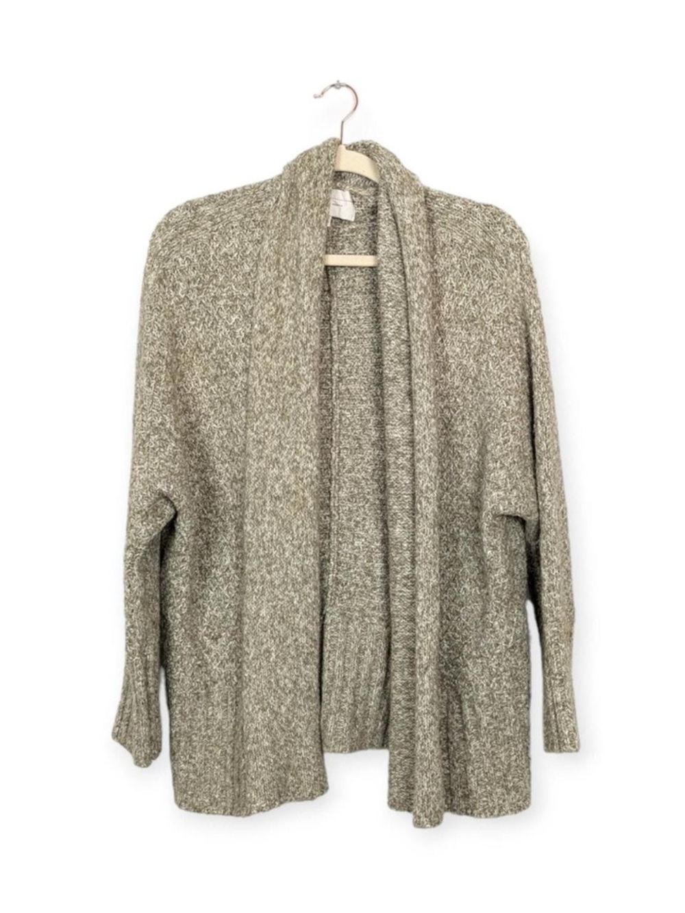 Anthropologie Open-Front Heathered Olive Cardigan Sweater
